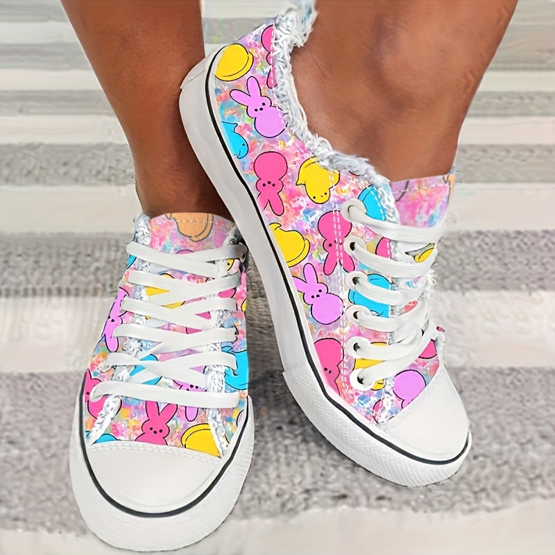 Women's Bunny Print Low Cut Sneakers