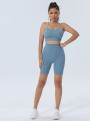 Seamless Workout Sets High Waist Yoga Biker Shorts & Sports Bra Activewear