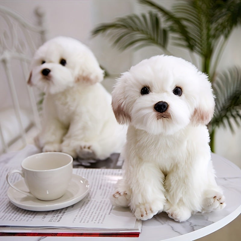 Maltese & Pomeranian Plush Dog Toy Set - Cute Stuffed Animal Figurines