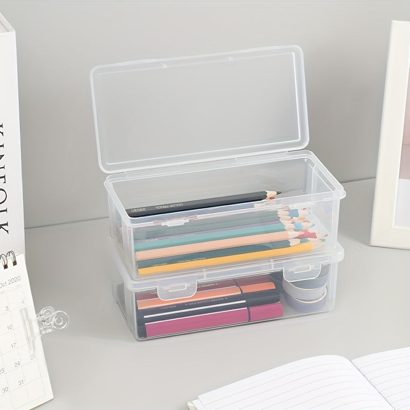 Large Capacity Transparent Stationery Storage Box Pen Holder