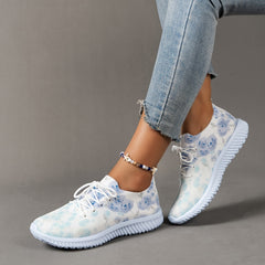 Floral Pattern Sneakers Women's Casual Low Top Running Trainers