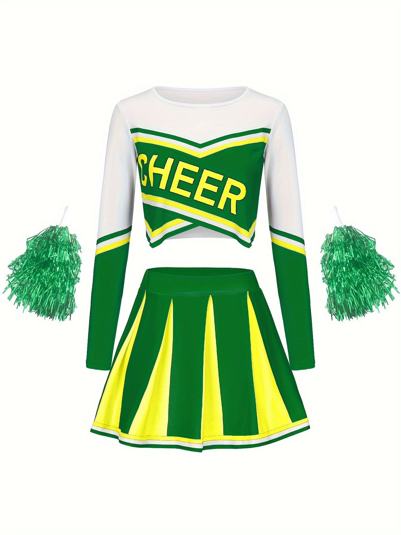 Long Sleeve Cheerleading Outfits Girls Comfy Set For Party Sports Performance