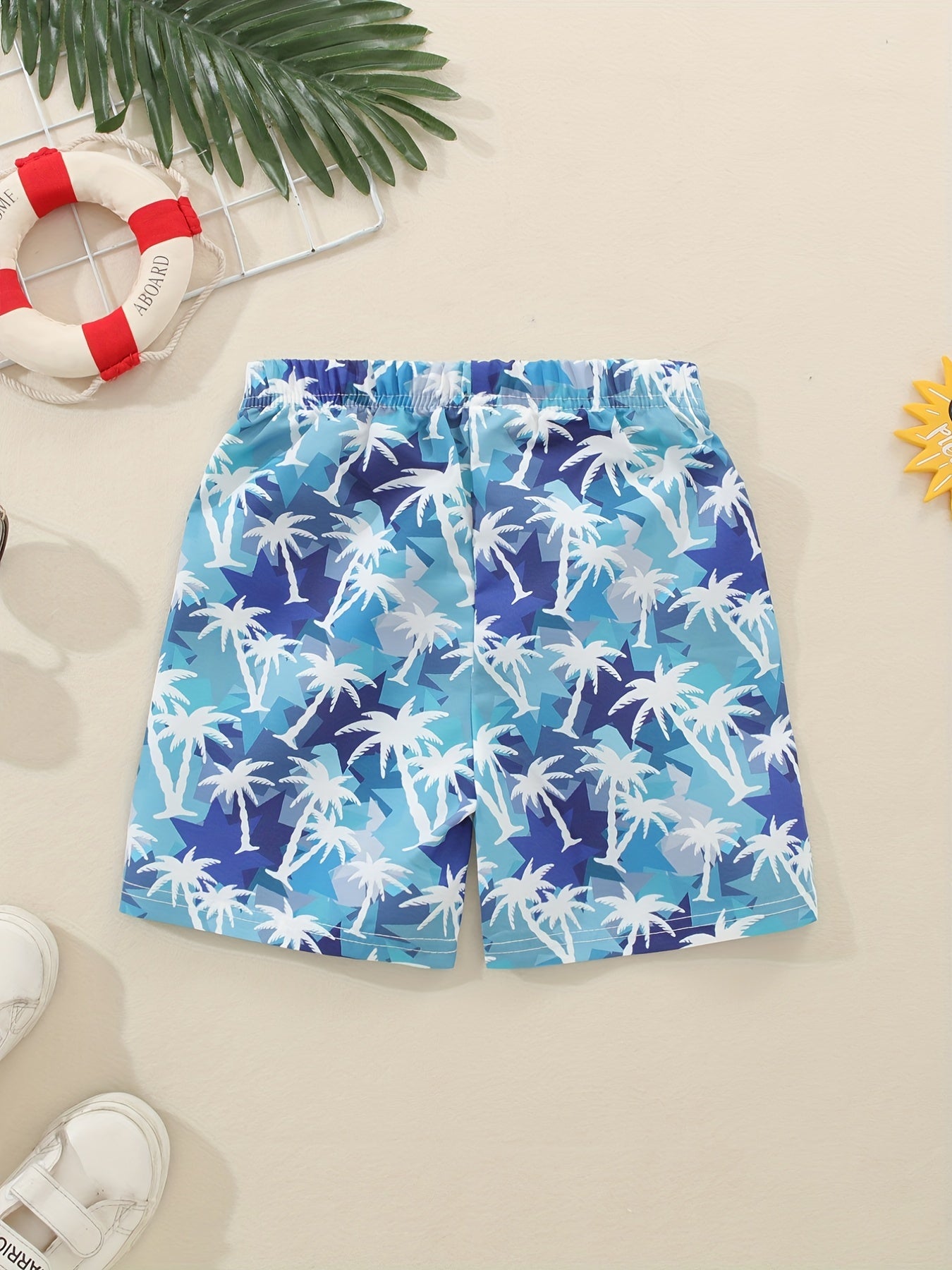 Boys Trees Print Casual Shorts for Vacation Beach Kids Summer Clothes