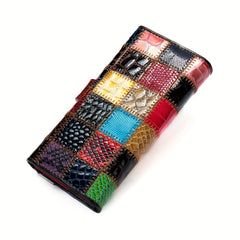 Textured Leather Trifold Long Wallet