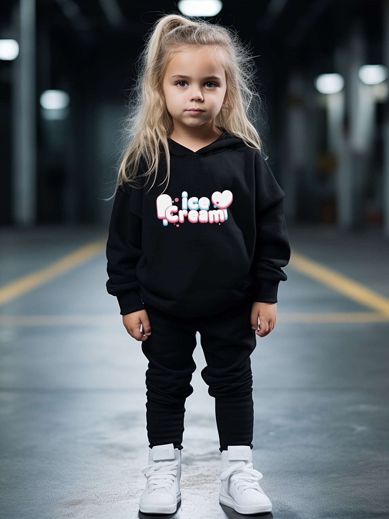 2pcs ICE CREAM Hoodies Pants Set Girls Boys Spring Fall Sports Gift