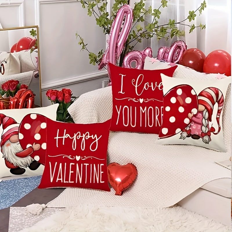4pcs Linen Printed Sofa Cushion Pillowcase Living Room Backrest Pillow