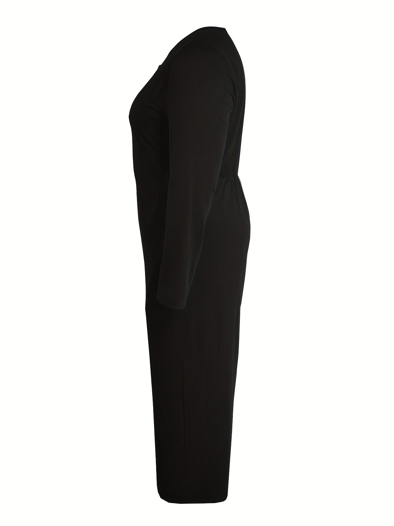 Button Up Long Sleeve Round Neck Wide Leg Jumpsuit