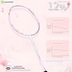 ALPSPORT 1pc Carbon Fiber Badminton Racket Cherry 100 T800 Strings