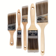 5pcs Paint Brushes Set - 2 Flat, 2 Angle, Stubby & 5 Angle Profession