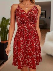 Floral Print Cami Dress Surplice Neck Sleeveless Dress