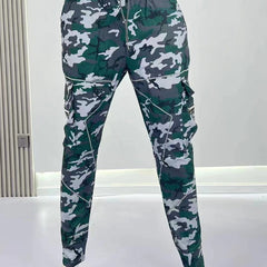 Camo Cargo Pants Men's Flap Pocket Trousers Outdoor Work Streetwear
