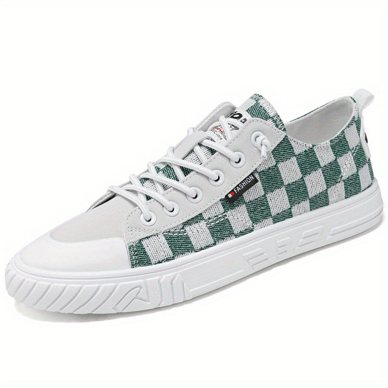 Men's Plaid Skate Shoes Lightweight Non Slip Casual Shoes