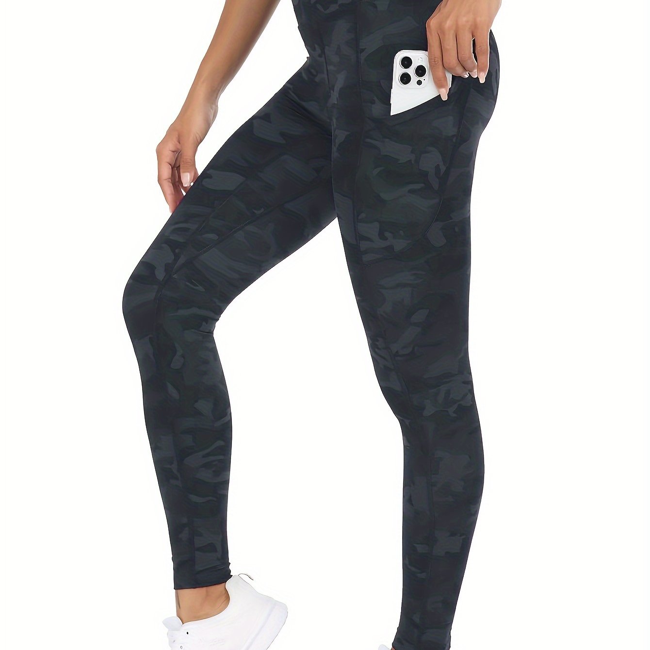 Camouflage Pattern Yoga Pants With Pocket High Stretch Leggings