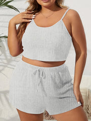 Striped Cami Top & Drawstring Shorts Lounge Set