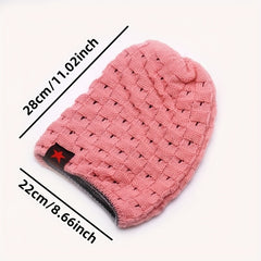 Pu Hat Pentagram Casual Hat For Men And Women, Warm Knitted Winter Hat