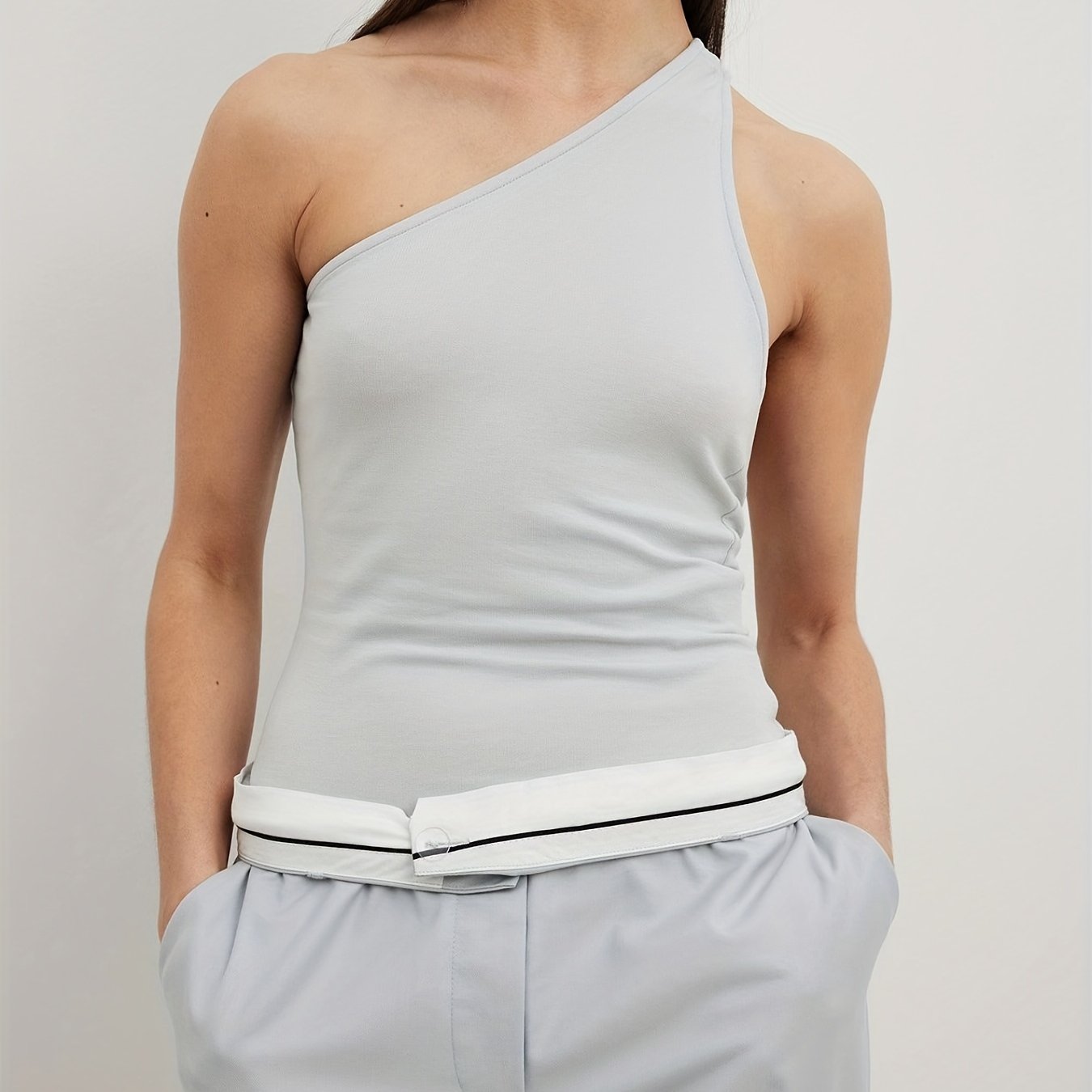 One Shoulder Sexy Bodysuit Summer Solid Backless Bodysuit