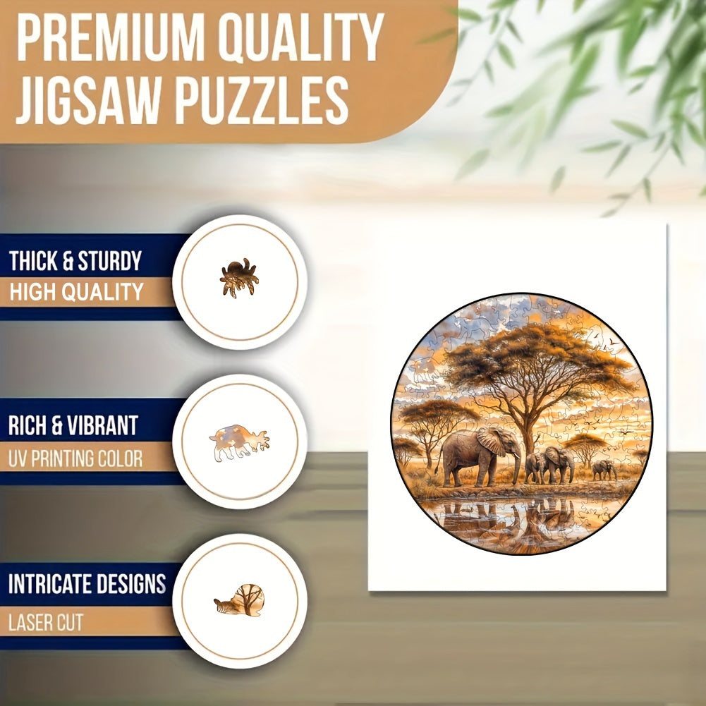 Elephant Family Animal Puzzle | Educational Wooden Puzzle