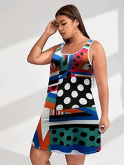 Colorblock Polka Dot Pajama Tank Dress