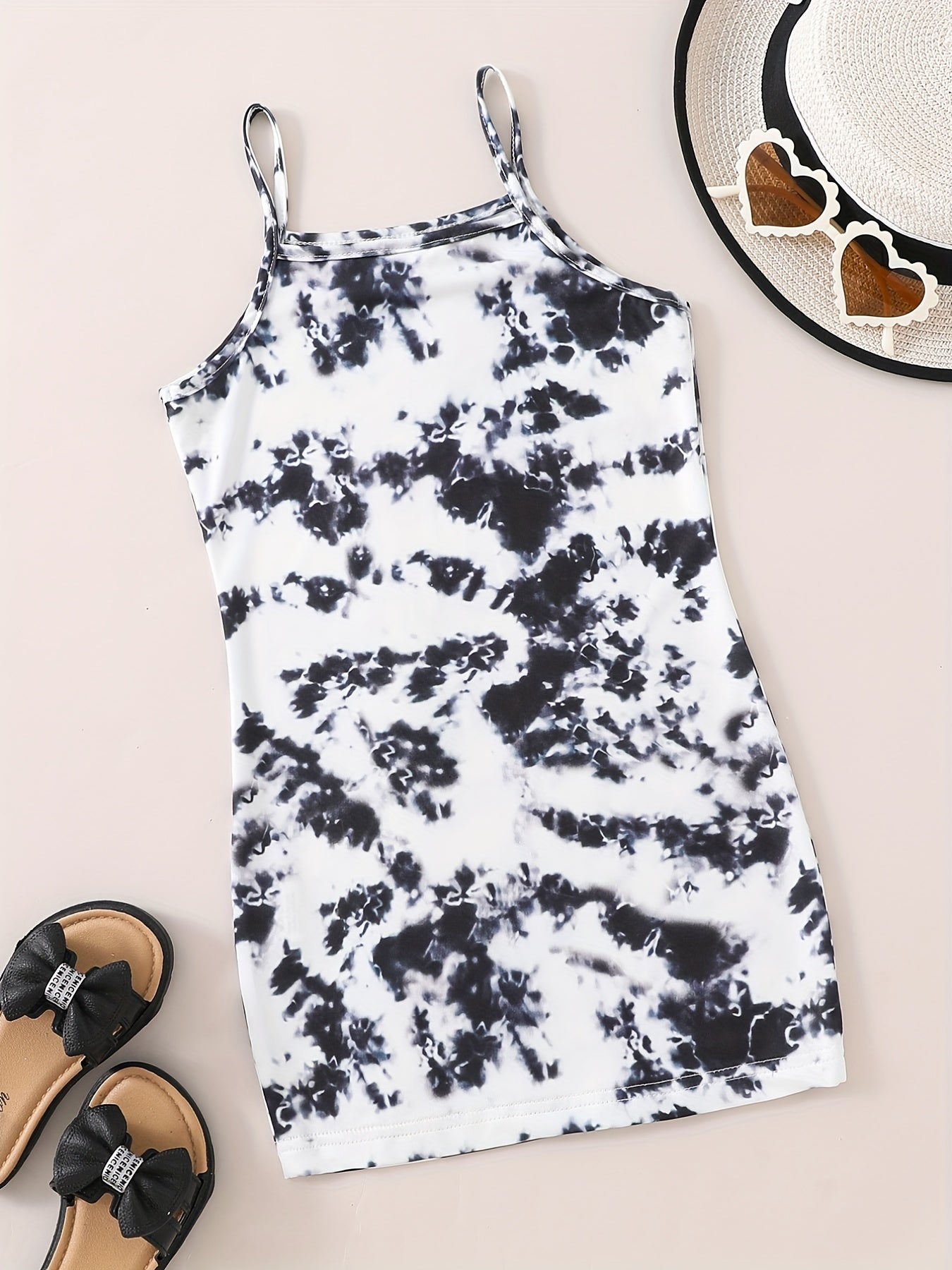 Toddler Girls Tie Dye Figure Graphic Cami Dress for Summer Party