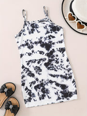 Toddler Girls Tie Dye Figure Graphic Cami Dress for Summer Party
