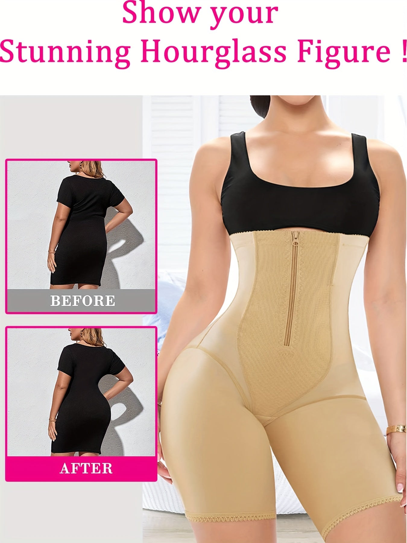 High Waist Zipper Shaping Shorts Tummy Control Butt Lifting