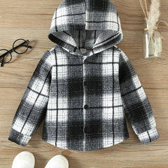 Toddler Boys Plaid Hooded Coat