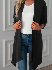 Solid Long Sleeve Open Front Cardigan