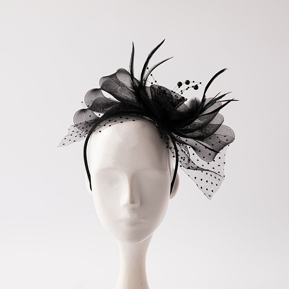 Women's Fascinator Tea Party Hat Mesh Veil Derby Wedding Clip Headband