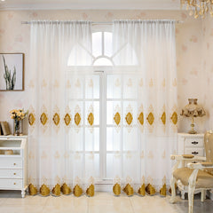 Geometric Pattern Embroidery Sheer Curtain for Home Decor