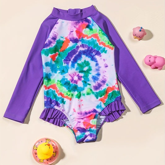 Girls Tie Dye Quick Dry One piece Swimsuit
