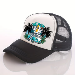 Summer Multicolor Beach Car Print Men's Peaked Cap