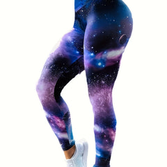 Galaxy Print High Waist Tummy Control Fitness Pants
