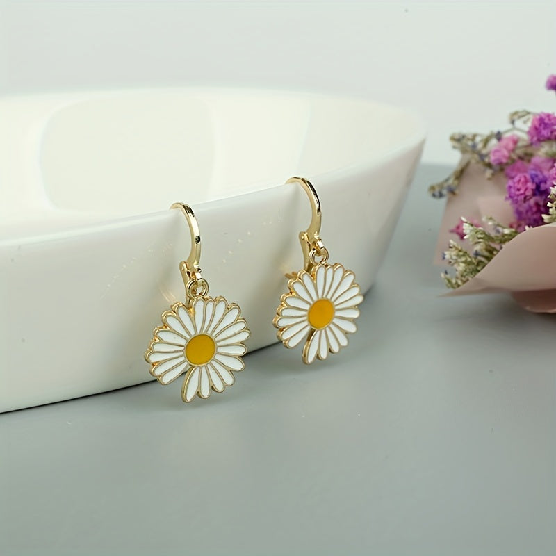 5pairs Girls Cartoon Earrings Bee Flower Unicorn Flamingo Shell Pendant Earrings