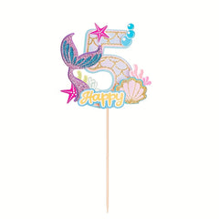 Mermaid Glitter Number Cake Topper 0-9 Birthday Party Decoration