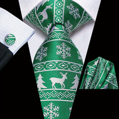 3pcs Jacquard Tie & Handkerchief & Cufflinks Sets For Men's Wedding
