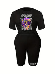 Figure Print Top & Shorts Set
