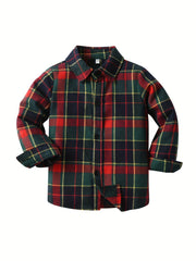 Boys Plaid Cardigan Shirts Long Sleeve Button Down Tops