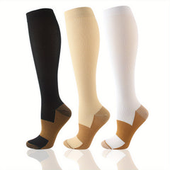 3 Pairs Copper Compression Stocking Outdoor Nylon Socks