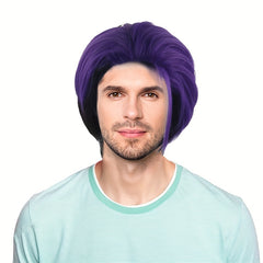 Men's Short Purple Dress Up Wig 12in