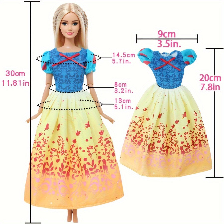 8pcs Princess Dress 8pcs Doll Movie Princess Role Playing Clothes Fairy Tale Bal