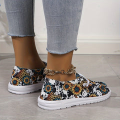 Sunflower Pattern Slip On Women's Casual Shoes
