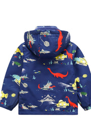 Boy's Hooded Rain Jacket Waterproof Windbreaker Raincoat Winter Warm Fleece