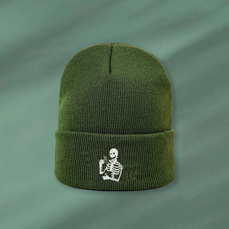Men's Skull Head Drinking Tea Knitted Cap