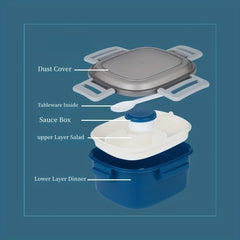 Double Layer Salad Box Sealed Leakproof Food Container Microwave Safe
