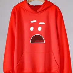 Girls Cartoon Suprise Face Long Sleeve Hooded Sweatshirt