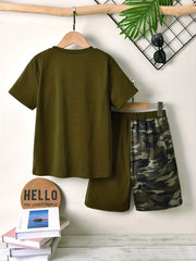 Boys Camouflage Casual Outfit T shirt & Shorts Kids Summer Clothes Sets