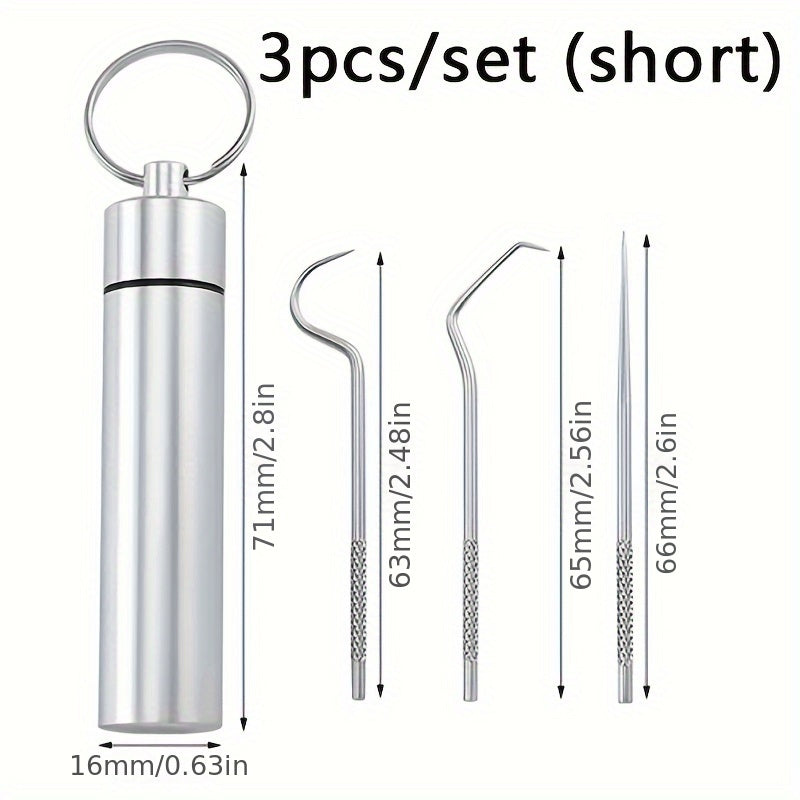 Stainless Steel Toothpick Set Tartar Cleaning Tools Dental Floss