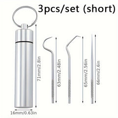Stainless Steel Toothpick Set Tartar Cleaning Tools Dental Floss
