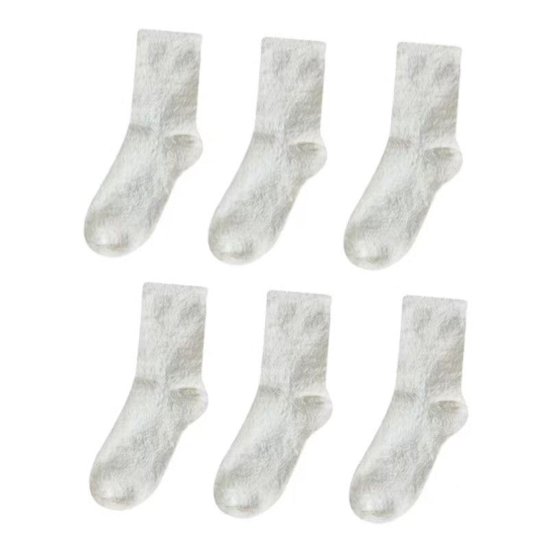 6 Pairs Girls Kids Fleece Warm Winter Crew Socks
