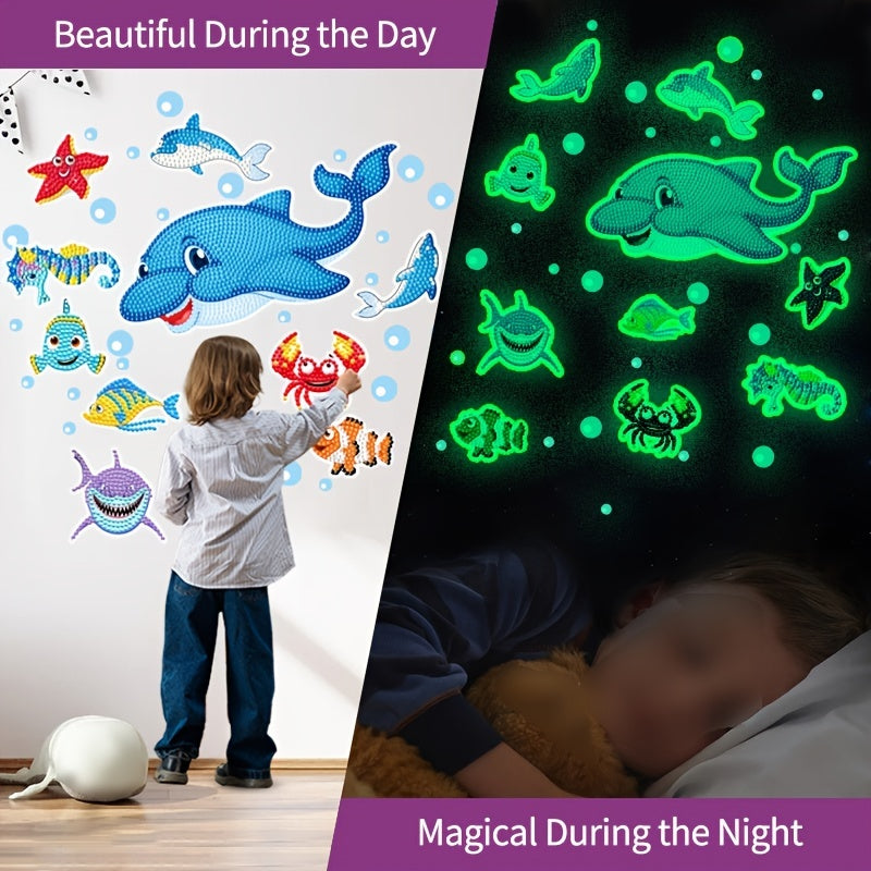 5D Fluorescent Dolphin Diamond Painting Kit - DIY Mosaic Craft for Kids & Adults